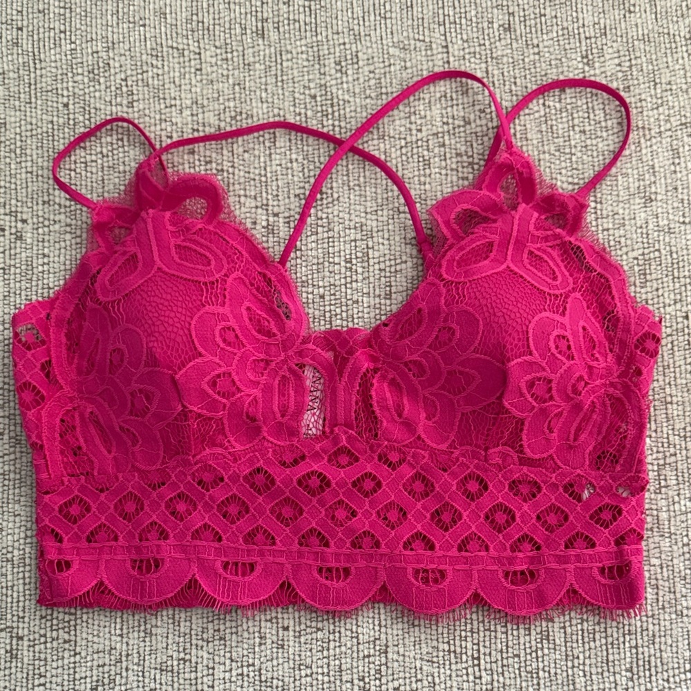 Zenana Lace Bralette in Vibrant Pink